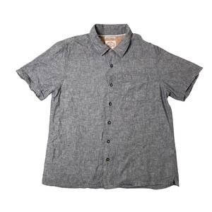 Fat Face Button Down Shirt Mens Medium‎ Grey Linen Blend Lightweight Coastal
